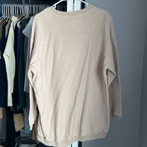 Aerie Corded Tan Sweatshirt, mark on left shoulder - Picture 6 of 6